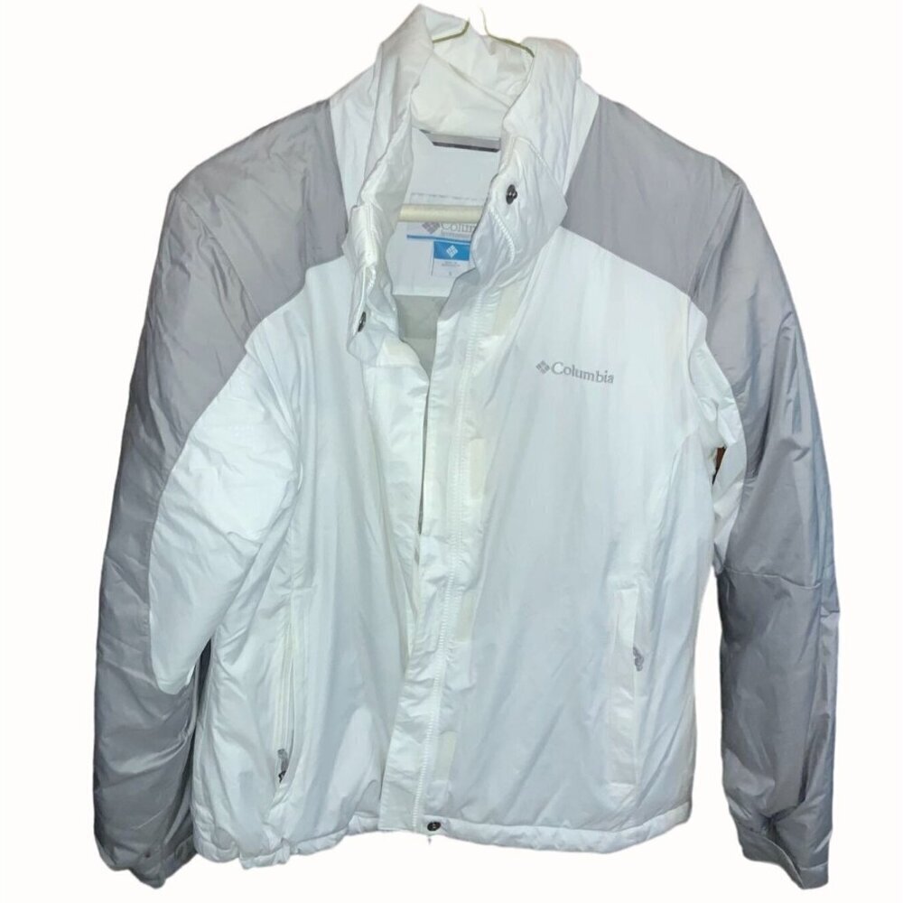 Columbia Ladies Insulated White Gray Women’s Full Zip Ski Snow Jacket Small